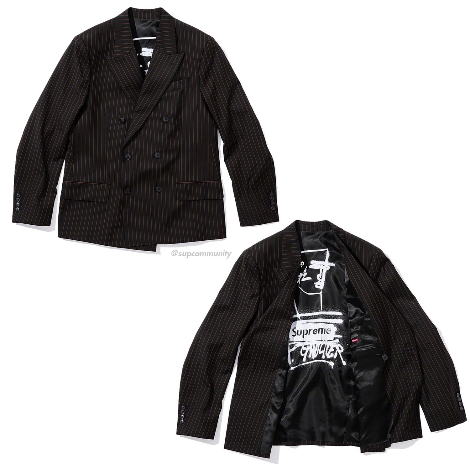 Supreme®/Jean Paul Gaultier® Pinstripe Double Breasted Blazer
